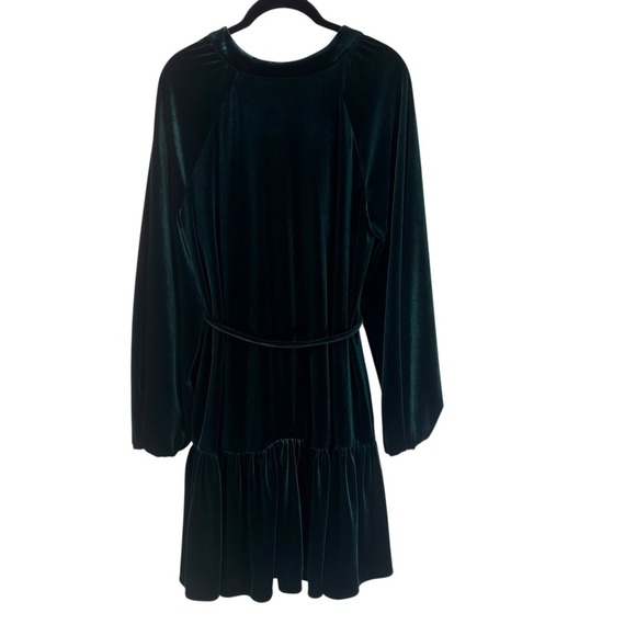 Alex Marie NEW Emerald Green Velvet Button Front Tiered Midi Dress Size 10 - Picture 3 of 9